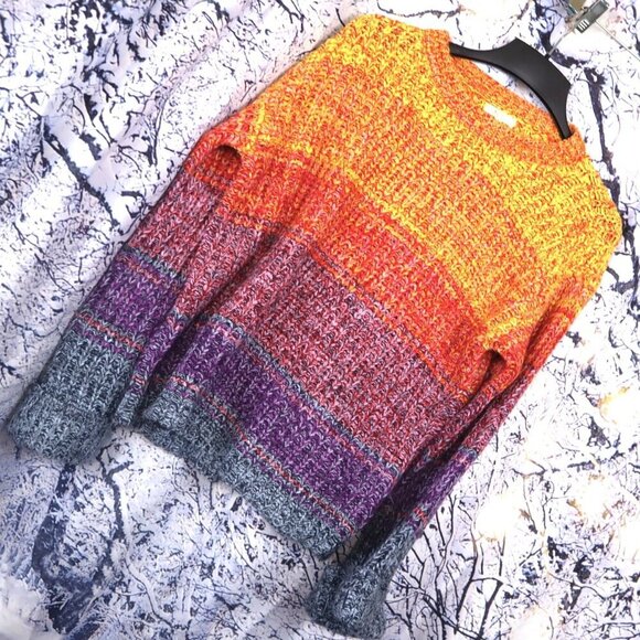 RAINBOW OMBRE SWEATER S Kori Knit Oversized Boxy Chunky Pride Fall Spring Bright - Picture 1 of 7